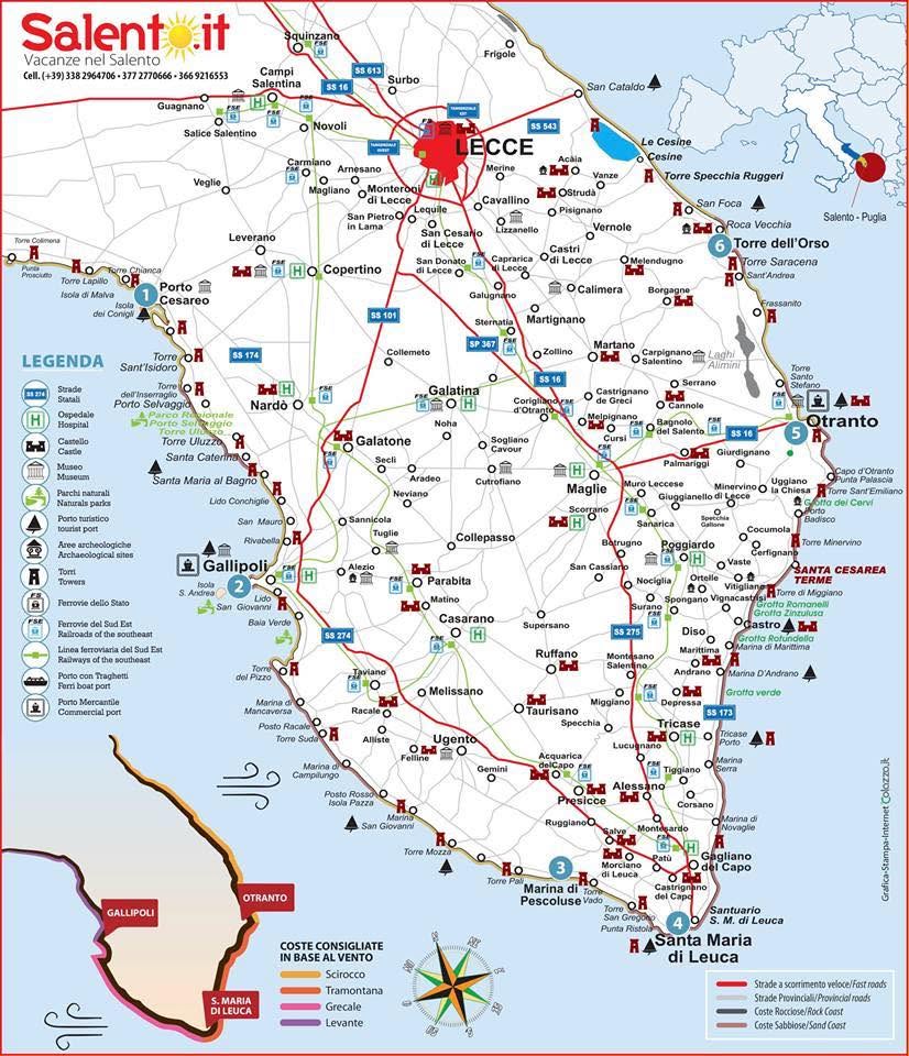 Mappa del Salento (provincia di Lecce) Mappa del Salento (provincia di Lecce)